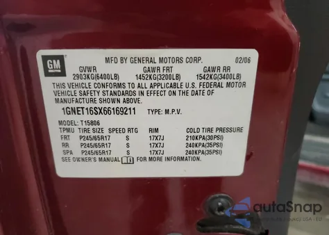 2006 Chevrolet Trailblazer Ext Ls из США, поврежденный, VIN 1GNET16SX66169211